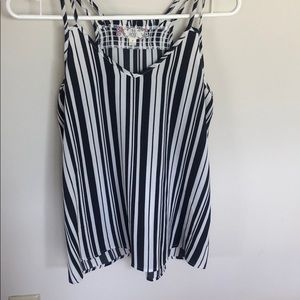 Blue and white striped tank top